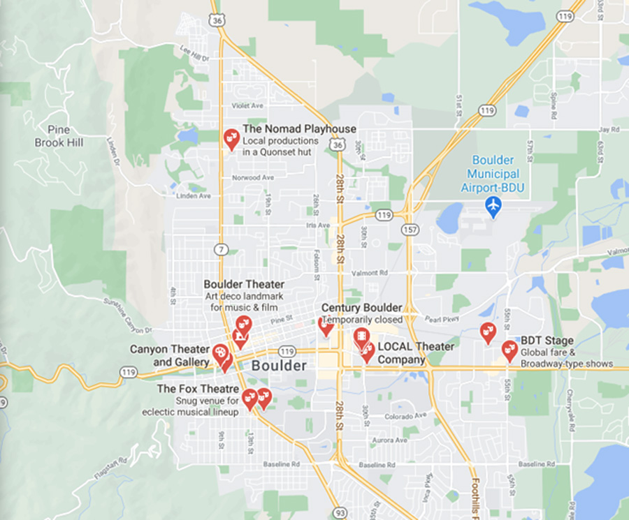 The city’s theatres on Google Maps